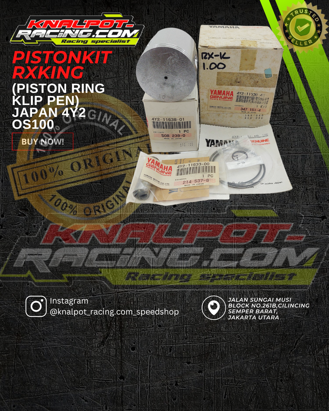 PISTONKIT RXKING (PISTON RING KLIP PEN) JAPAN 4Y2 OS100